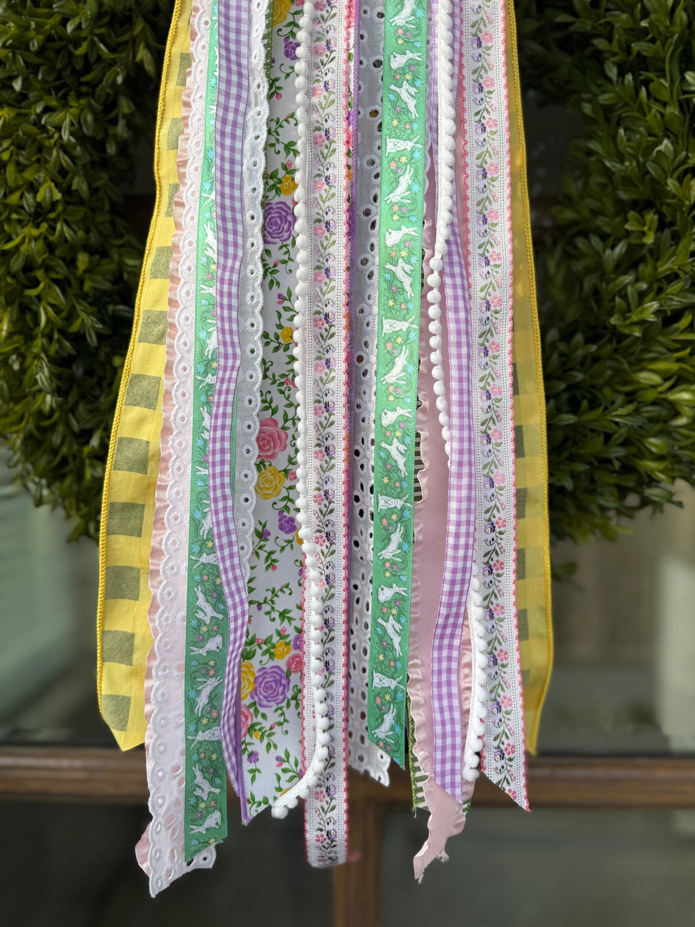 Hello Springtime ribbon bow spring front door wreath by House of Turnberry