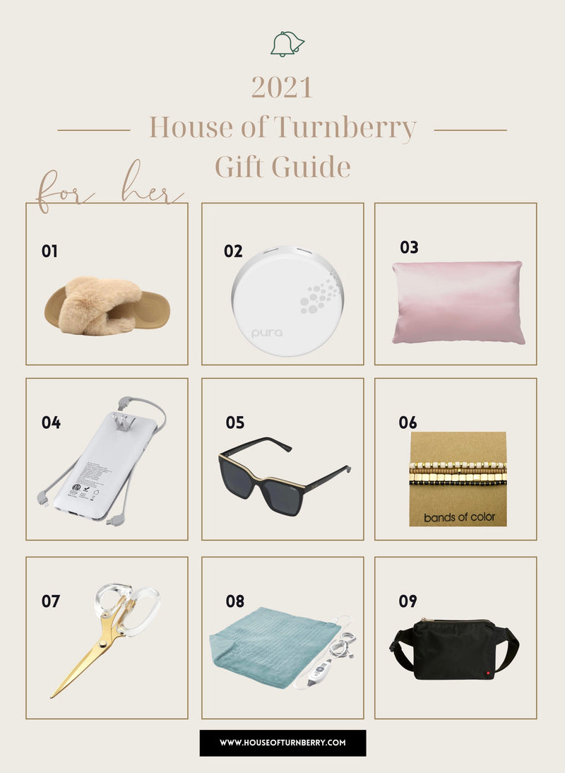 2021 House of Turnberry gift guide for her featuring nine gift ideas