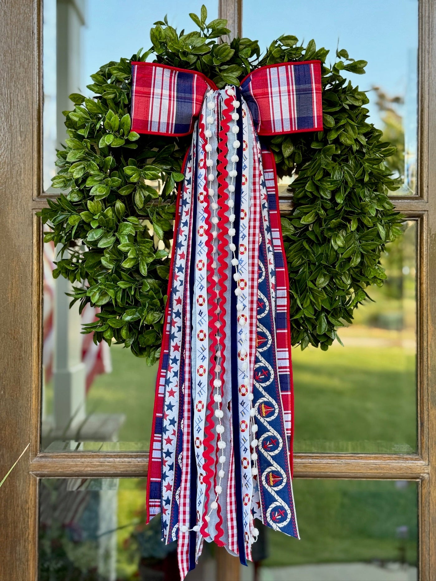 Harbor Days Designer Bow on a Southern spring porch by House of Turnberry
