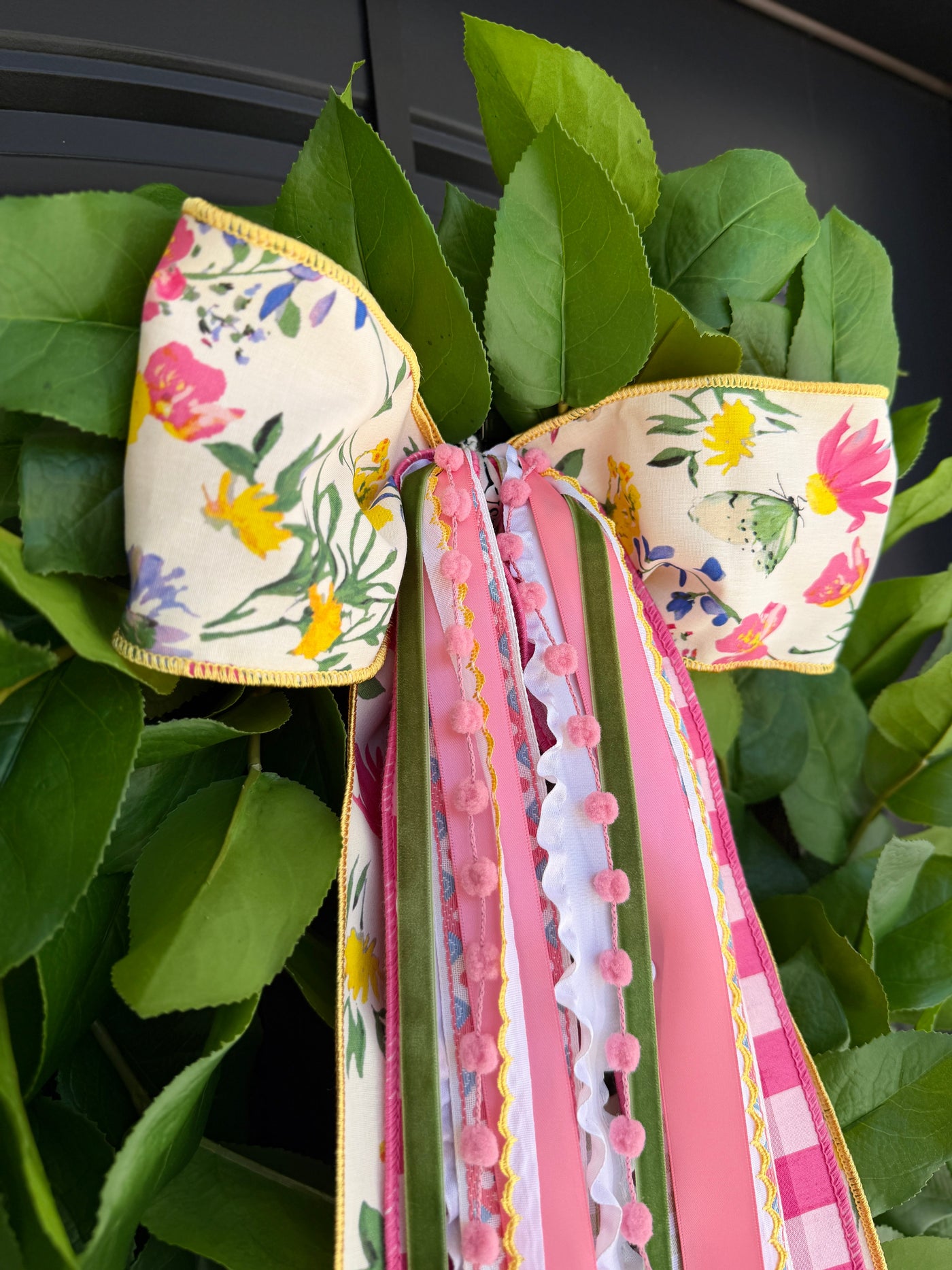 Garden Party Designer Bow — the Hamptons spring front door bow by House of Turnberry