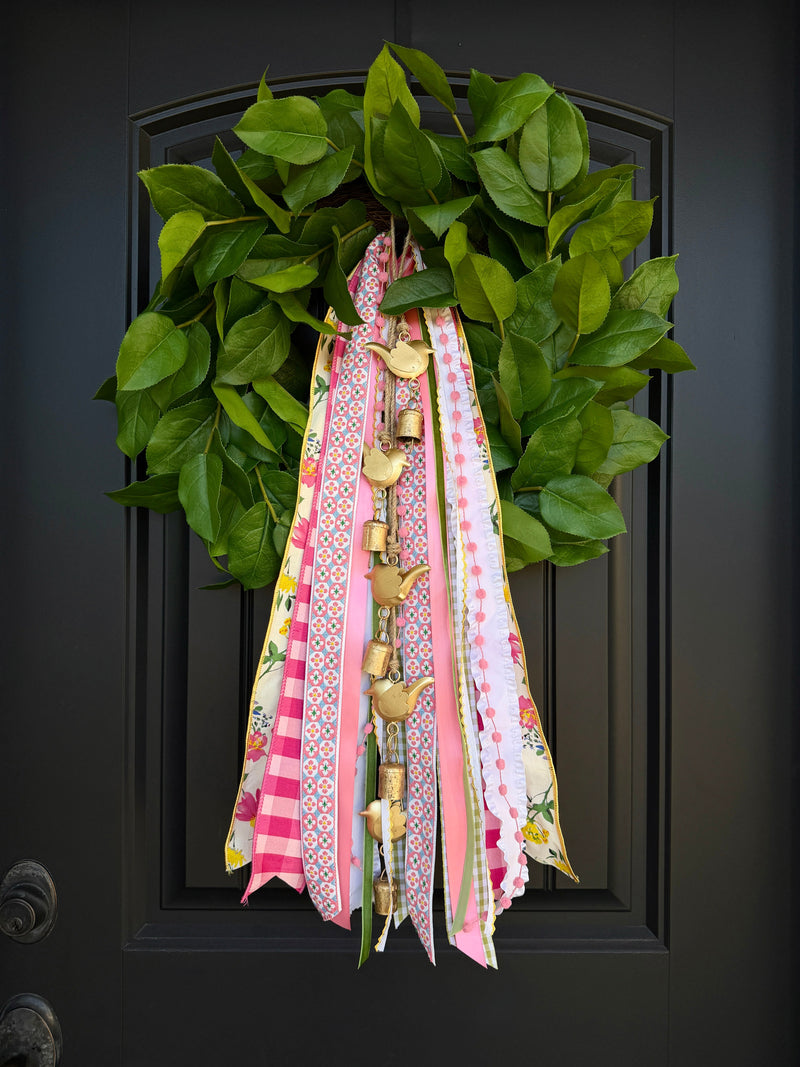 Garden Party Long 27 inch wired ribbon for front door bow by House of Turnberry