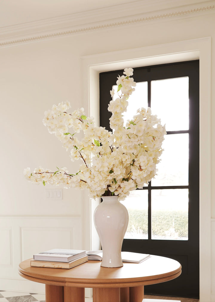 SALE - Faux Flowers Cherry Blossom Stem in Cream White - 44